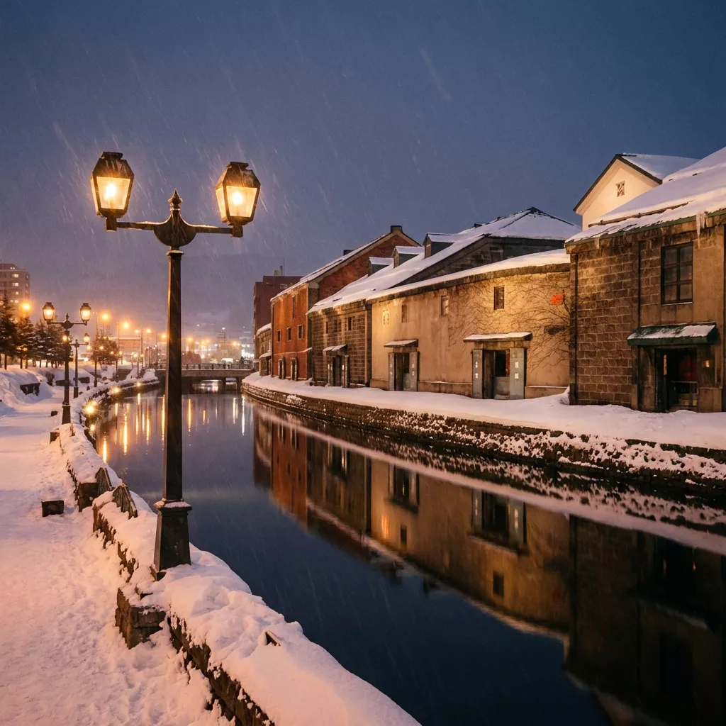 삿포로 겨울 여행 Best 5, 눈축제 말고도 이런 곳이 3 오타루 운하 겨울 야경 가스등